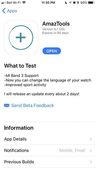 Меню программы AmazTools Меню AmazTools для прошивки Mi Band 3